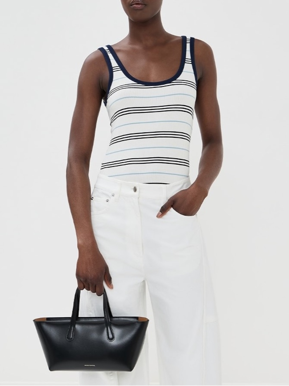 Shopbop Simkhai Hawkins Tank Top in white navy multi stripe medium scoop neck